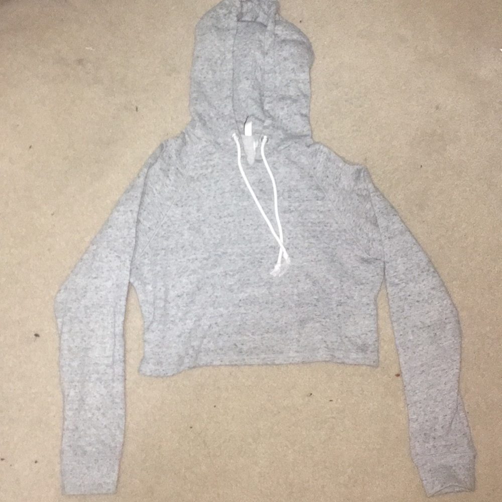 H and M Cropped fleece lined gray hoodie